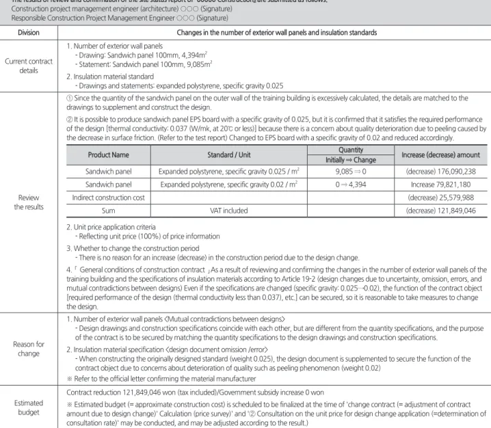 Table 5. Confirmation of review on site report (example)