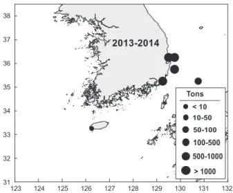 Fig.  6.  Spatial  distribution  of  fishing  grounds  of  large  powered  purse seine for herring Clupea pallasii.