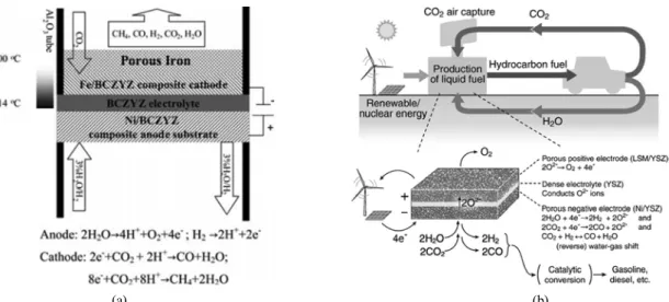 Figure 6. Schematic diagram of CO 2  electrolysis for synthetic gas production in a solid oxide cell