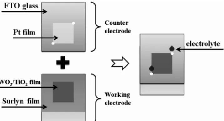 Figure 1. Schematic diagram for the assembly of the DSSC in this  study.