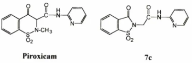 Fig. 1  - The chemical structure of commercially available  piroxicam  and  product  7c.