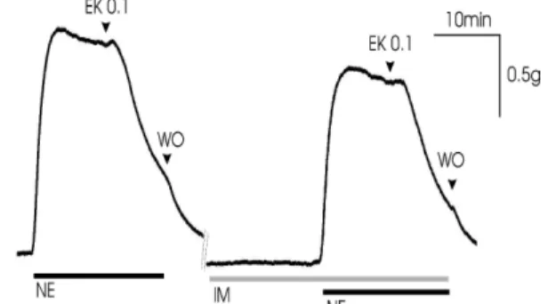 Fig. 4. Effects of pretreatment of TEA on the endothelium-dependent relaxation induced by EK extract.