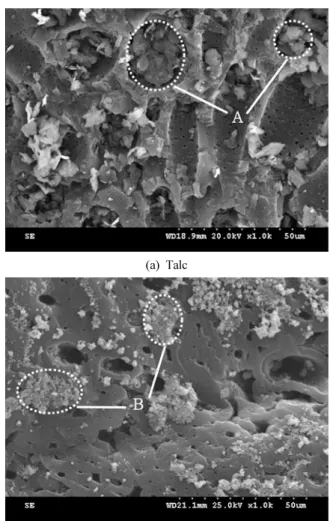Figure 5. Particle size distribution of talc and Ni-Zn ferrite.