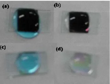 Figure 13. Image of methylene blue (C 16 H 18 N 3 SCl 3 H 2 O) decomposition  using TiO 2  film prepared by the spin coating