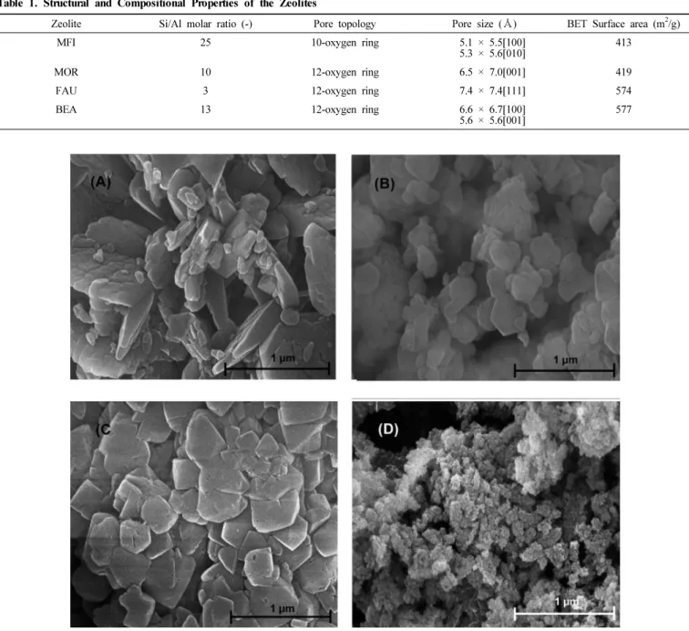 Table 1. Structural and Compositional Properties of the Zeolites