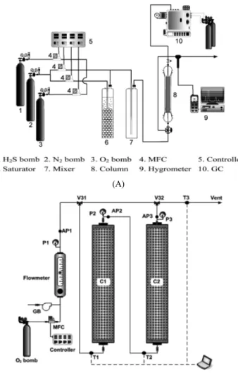 Figure 1. Schematic diagram of (A) experimental apparatus and (B)  field test apparatus.