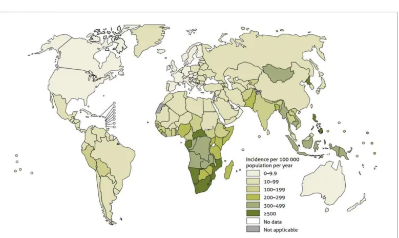 Figure 1. Estimated TB incidence rates, 2018