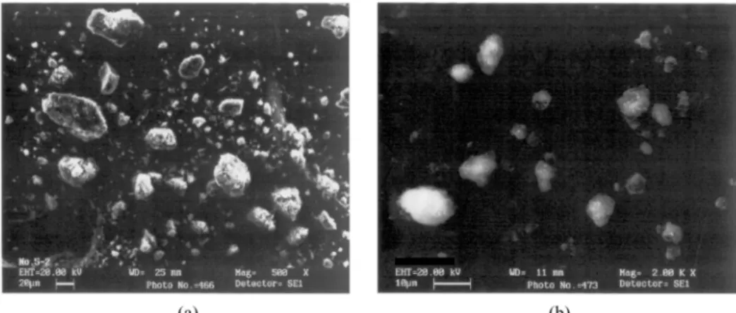 Figure 8. Scanning electron microscope of (a) attrition of crude Cupc (b) solvent β-Cupc