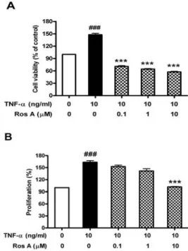 Fig.  1.  Effect  of  rosmarinic  acid  on  the  cell  viability  and  proliferation  of  HASMC