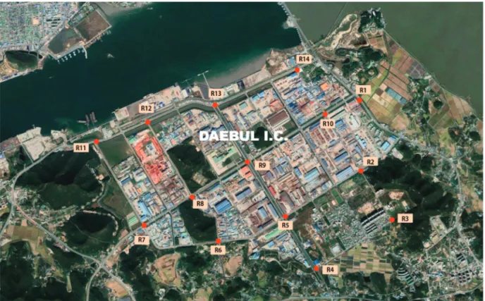 Figure 1.  Map of sampling sites for road dust in Daebul industrial complex, Korea.