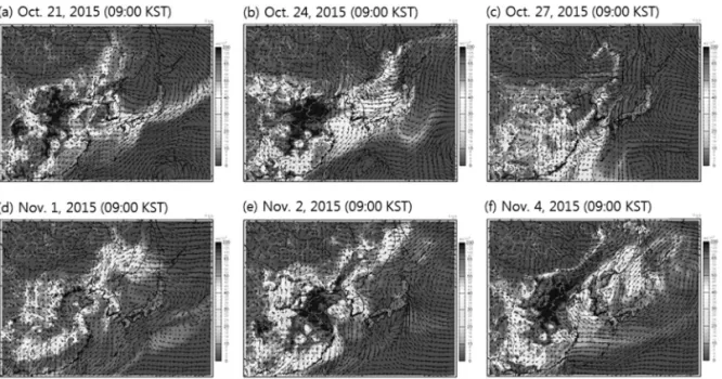 Figure 9.  Time series of daily mean PM 2.5 concentrations at 6 IMS sites during Case4.