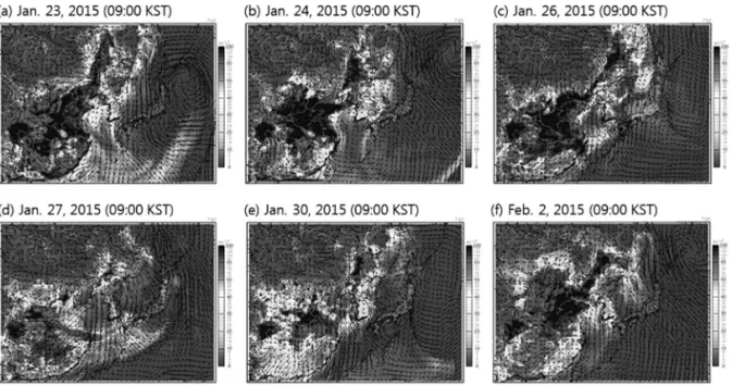 Figure 3.  Time series of daily mean PM 2.5 concentrations at 6 IMS sites during Case1.