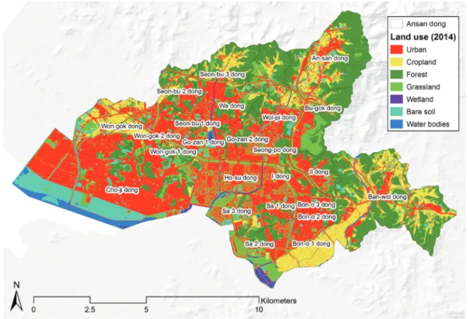 Figure 1.  Location and land use classification of the research site.