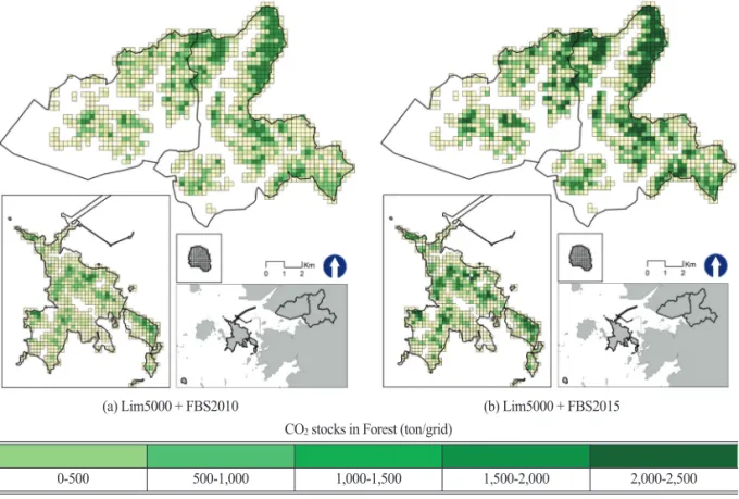 Figure 5.  Map of annual CO 2 absorption by forest (250m × 250m).