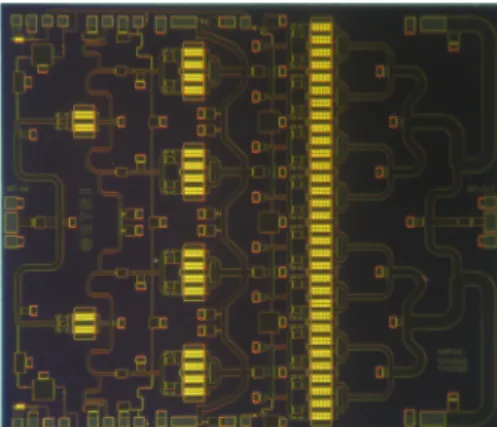 Fig.  6.  Simulation  Results  for  Saturated  Output  Power  and  PAE  of  X-band  10-watt  MMIC