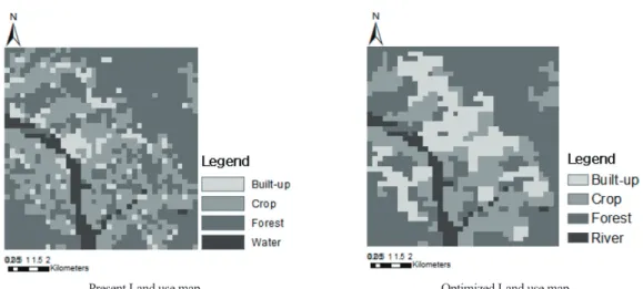 Figure 4.  Difference between present land use map and optimized map