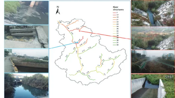 Figure 5.  The polluted section status of water quality Figure 4.  The polluted section status of River structures