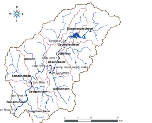 Figure 1.  The Sum River watershed and water quality survey points