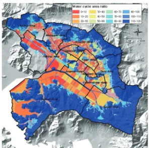 Fig 8.  Spatial distribution of water cycle area ratio