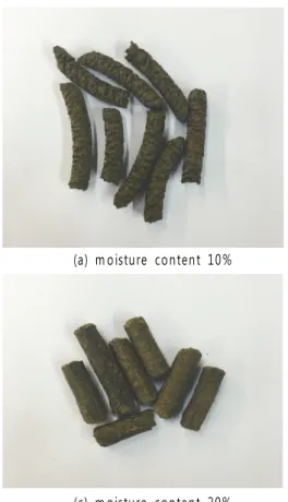Fig. 7. Pellets with moisture content.