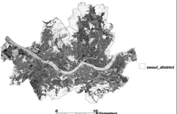 Fig 1.  The study area and spatial surface distribution