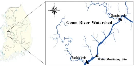 Fig. 1. The map showing the sampling sites on Geum River.