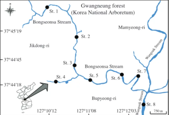 Fig. 1. Map of study sites the Gwangneung forest in Korea.