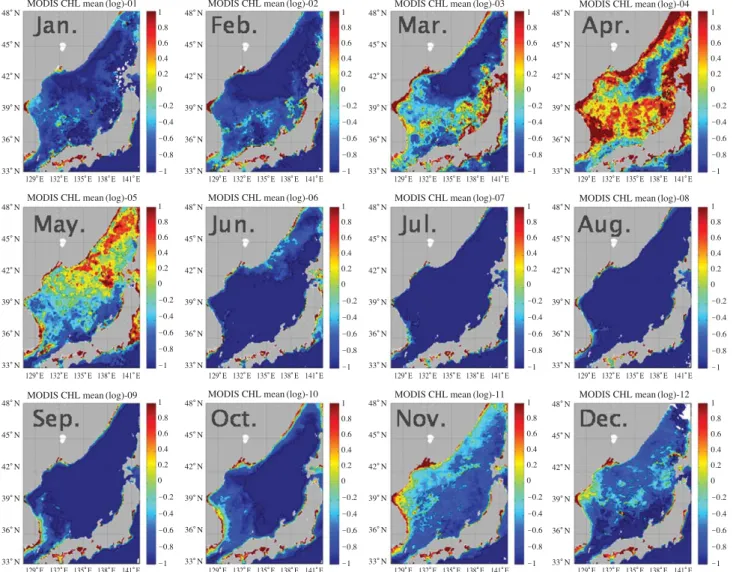 Fig. 1. MODIS chlorophyll a mean in East Sea from 2001 to 2010.