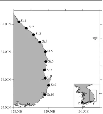 Fig. 2. Sampling stations in the coastal waters of East Sea.
