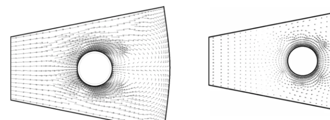 Fig. 5. Temperature and Species profiles of the Re- Re-ference case. 면 연소기 입구의 가장자리에서부터 연소반응이 시 작되어 온도가 급격하게 상승하며 주위로 열전달이  이루어지는  것을  알  수  있다