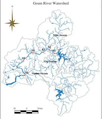 Fig. 1. Sampling sites in the mid- to downstream of Geum River.