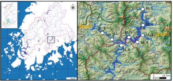 Fig. 1. Map showing the study sites in Juam Lake.