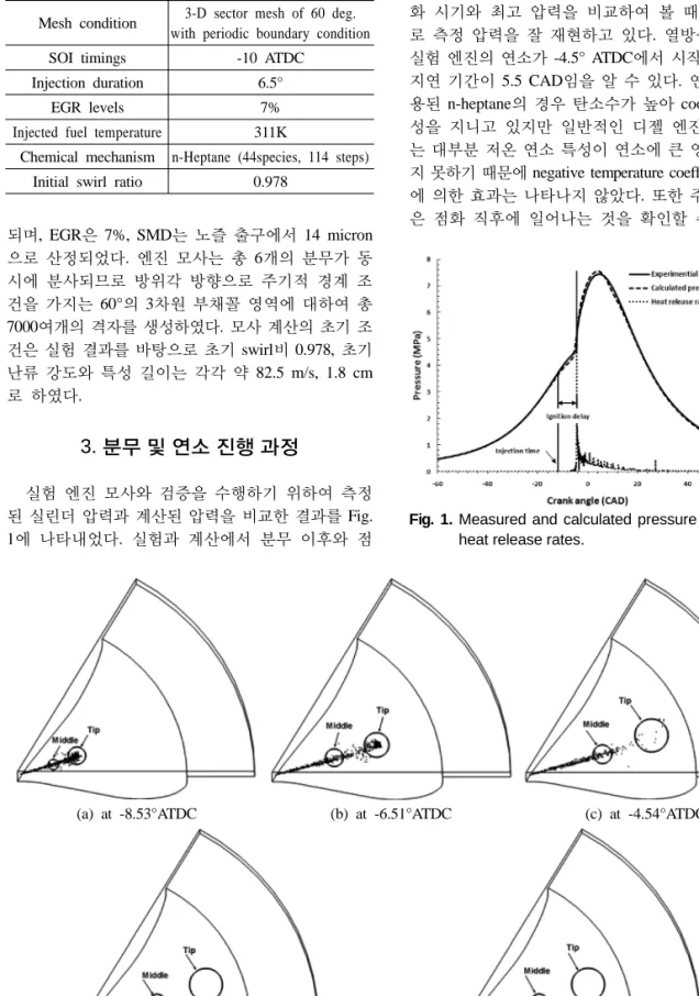 Fig. 2. Spray patterns and specified local regions for postprocessing in the cylinder.