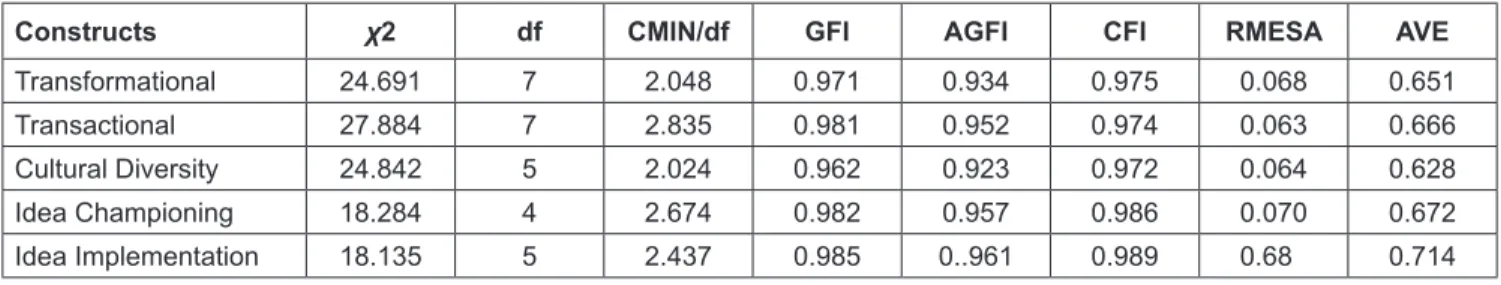Table 3: Summarised CFA Results