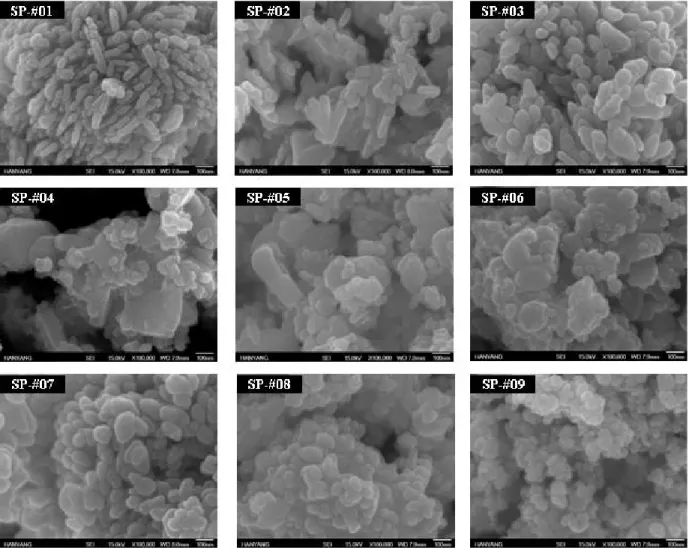 Fig. 3. SEM photographs of silver nano-particles using liquid phase reduction method.