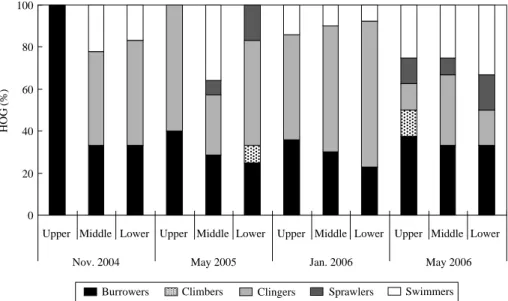 Fig. 7. Percentage composition of functional feeding groups (FFGs) of benthic macroinvertebrate at the study sites.