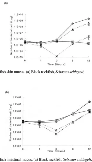 Fig. 2. Survival of the isolates and the reference strains in the fish intestinal mucus