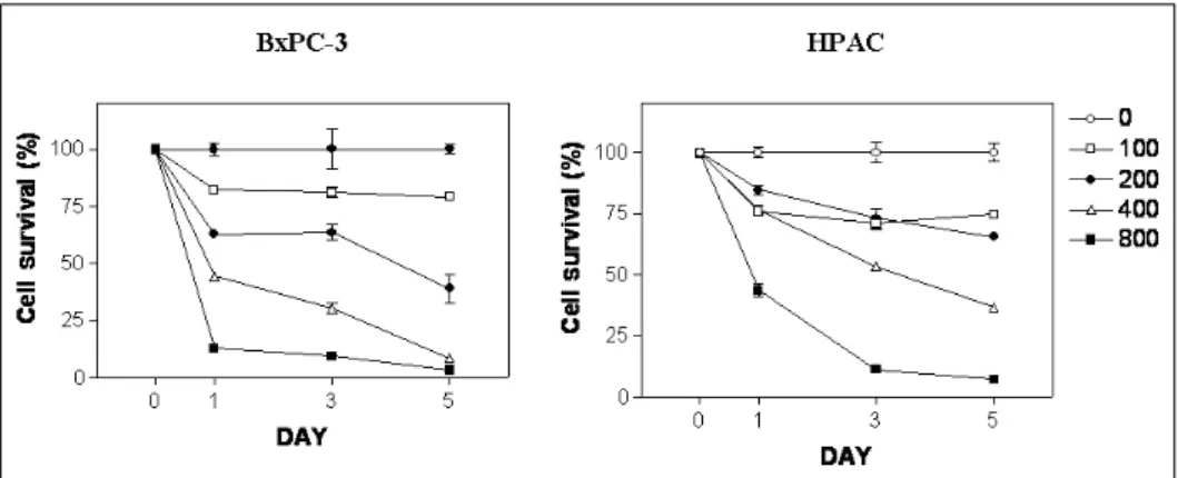 Fig. 2. [6]-Gingerol induces cell cycle arrest in both BxPC-3 and HPAC cell lines. Exponentially growing cells were exposed to either 0.1% DMSO (control) or  [6]-gingerol (400 M) for 24, 48 or 72μ hrs
