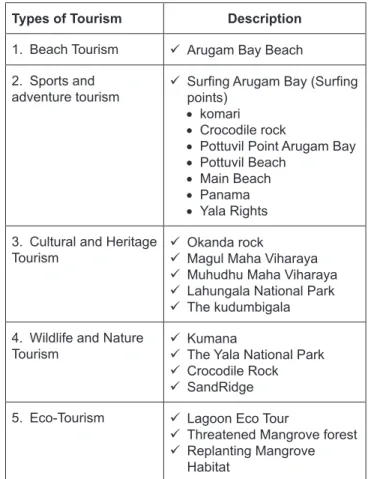 Table 2: History of ArugamBay tourism