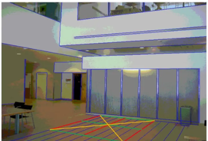 그림 5. 사용자가  정의한  선과  영상에서  추출한  선 Fig. 5. User  defined  lines  and  estracted  lines.