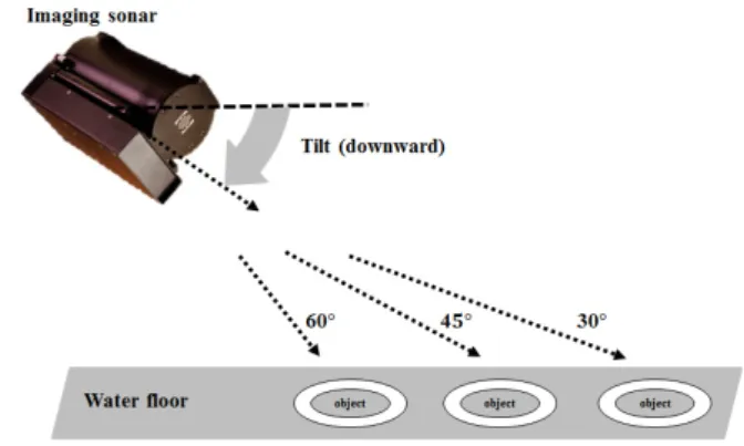 Fig. 8. Reference  of  tilt  (downward)  for  imaging  sonar.
