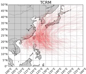 Fig.  4.  Synthesized  typhoon  tracks  generated  from  TCRM.