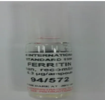 Fig. 1. T4 Reference material (IRMM-468). Fig. 2. Ferritin Reference material (NIBSC 96/670).