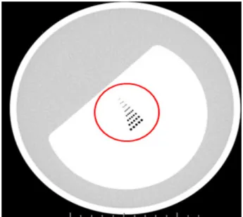 Fig. 5. Drawing ROI for noise test. Fig. 6. Visible estimation for spatial resolution.