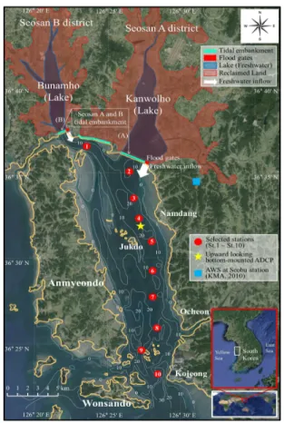 Fig.  1.  Map  showing  the  study  area  and  fieldwork  stations  in  the  Chunsu  Bay  (CSB),  Yellow  Sea,  Korea.