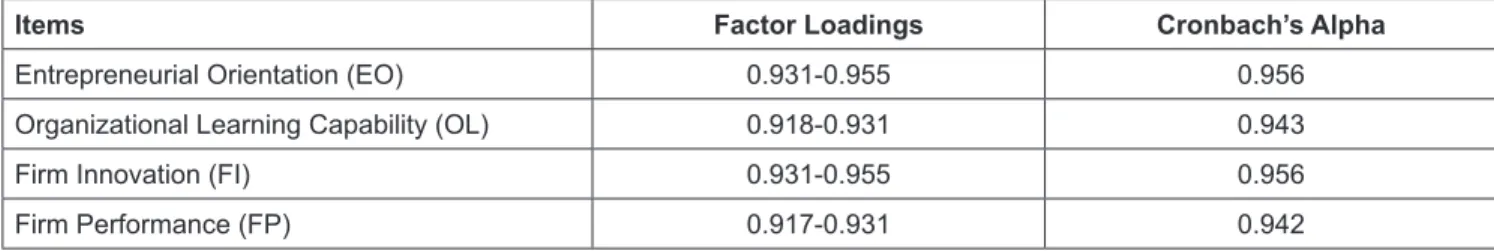 Table 1: Results of Measure Validation
