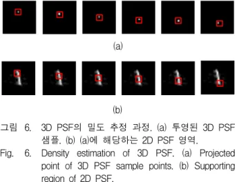 Fig. 6. Density  estimation  of  3D  PSF.  (a)  Projected  point  of  3D  PSF  sample  points