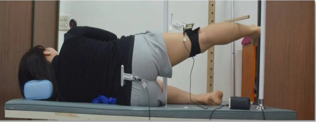 Figure 3. Hip abduction exercise with hip medial rotation in side-lying. 