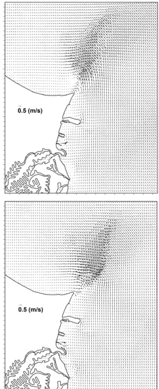 Fig.  6  shows  a  comparison  of  surface  water  temperature  variations  between  the  ERA-interim  data  and  the  simulated  sea  surface  temperature  in  regard  to  only  the  sea  surface  water  temperature  when  the  open  boundary  conditions 