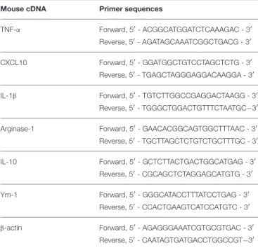 TABLE 1 | DNA sequences of the primers for reverse transcriptase polymerase chain reaction.